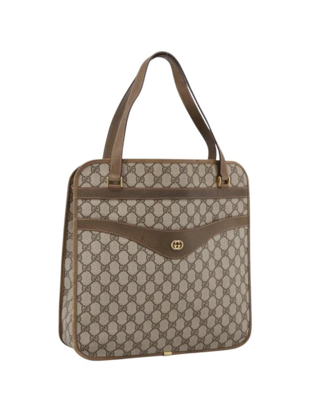 GUCCI GG Supreme Tote Bag PVC Beige Gold
